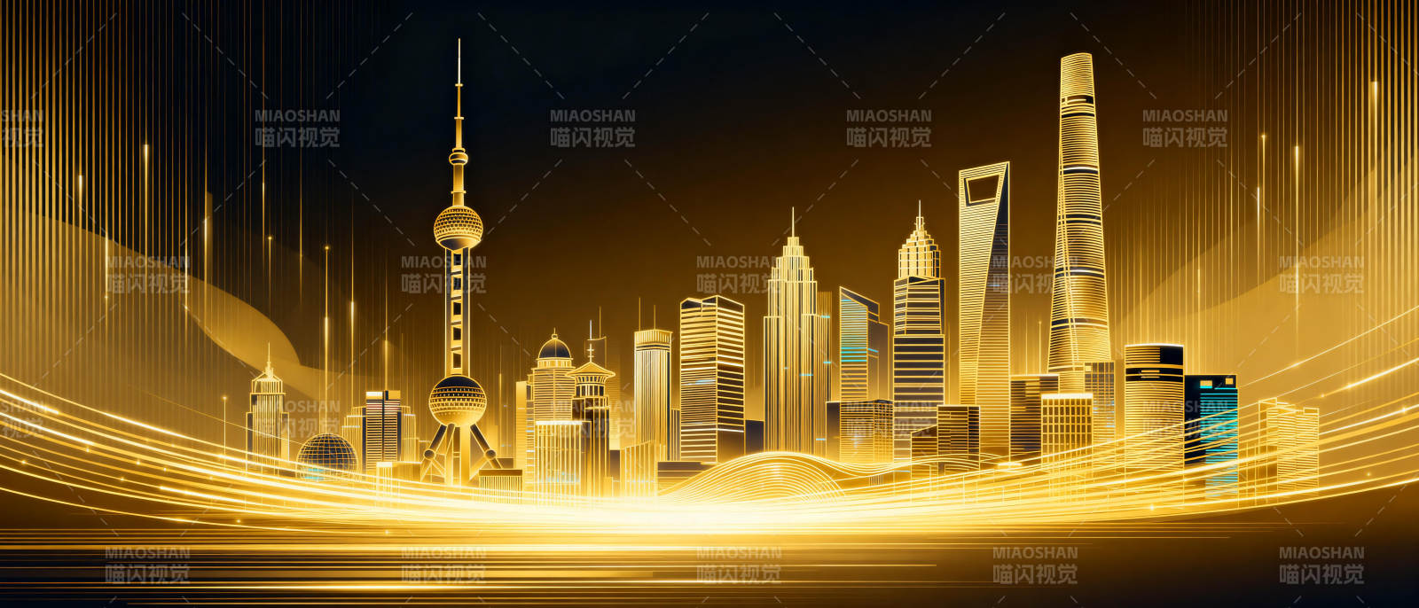 金色都市夜景图片