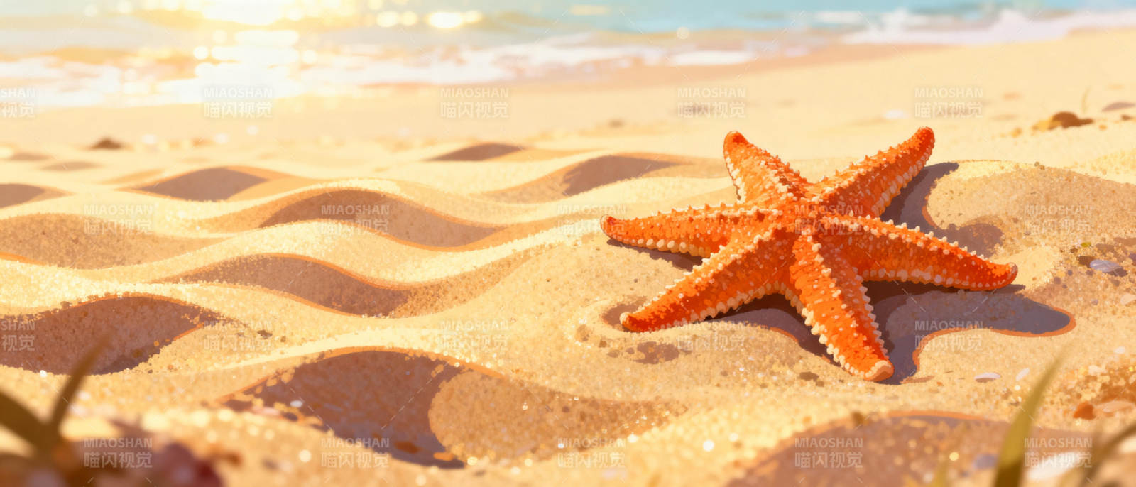 沙滩上的海星图片