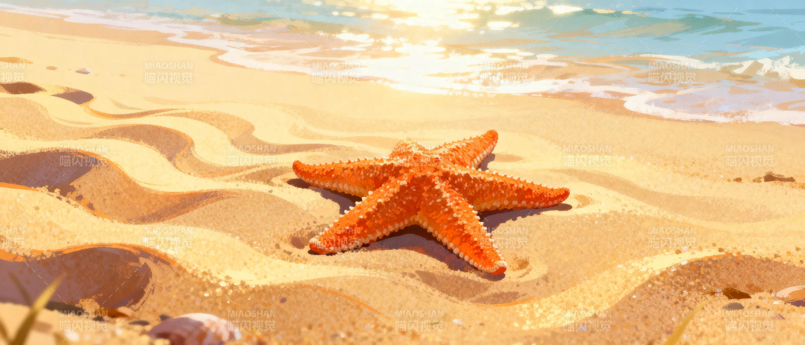 沙滩上的海星图片