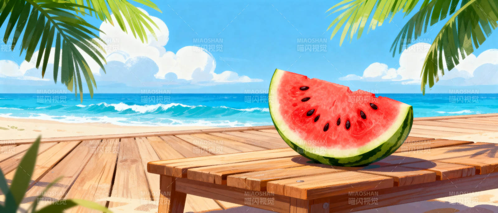 海滩上的西瓜图片