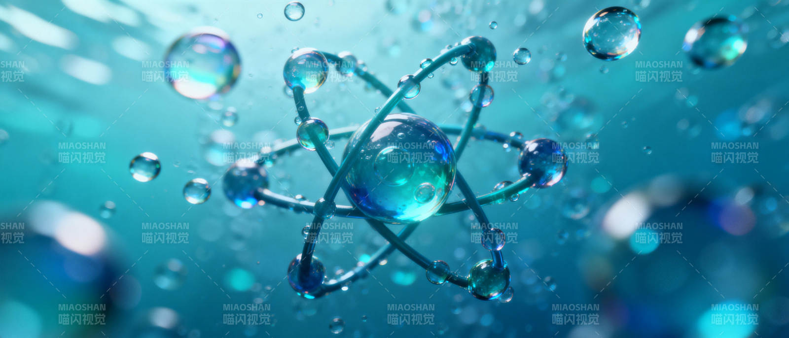 水滴中的原子结构图片