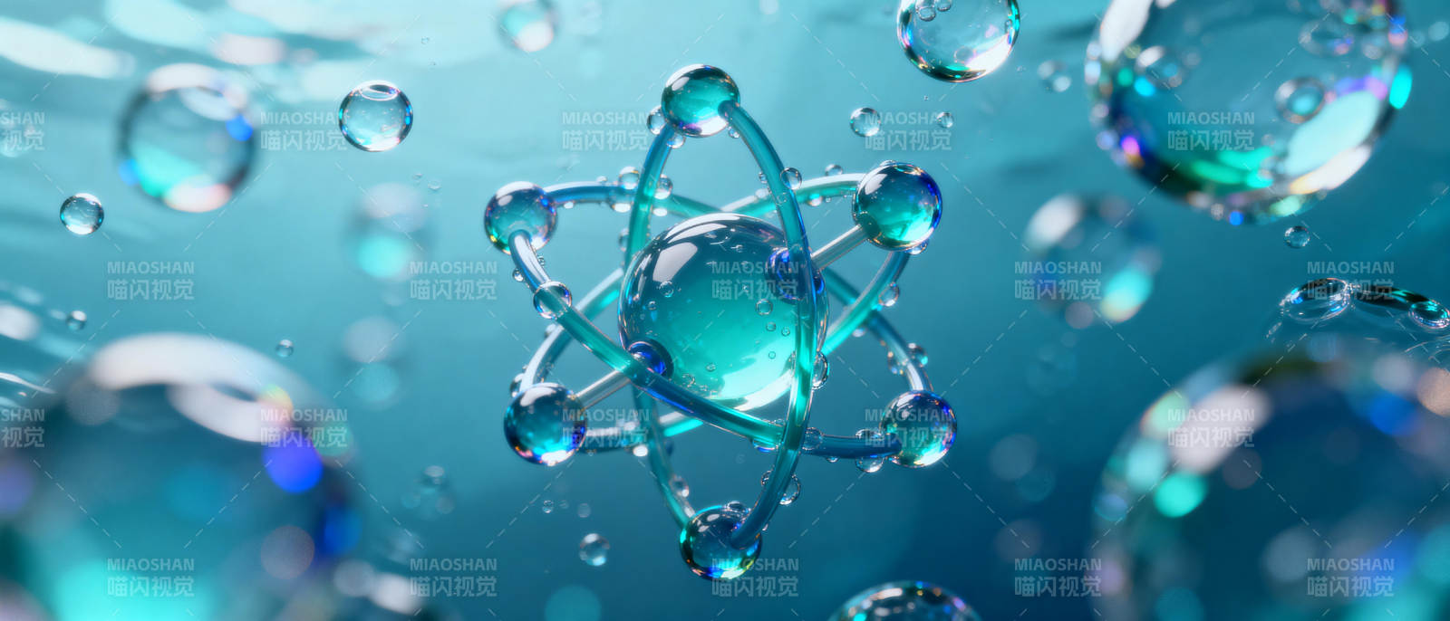 水滴中的原子结构图片