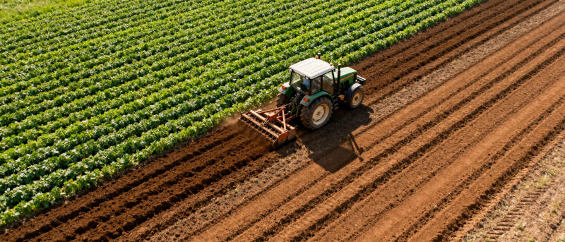 拖拉机耕作农田图片