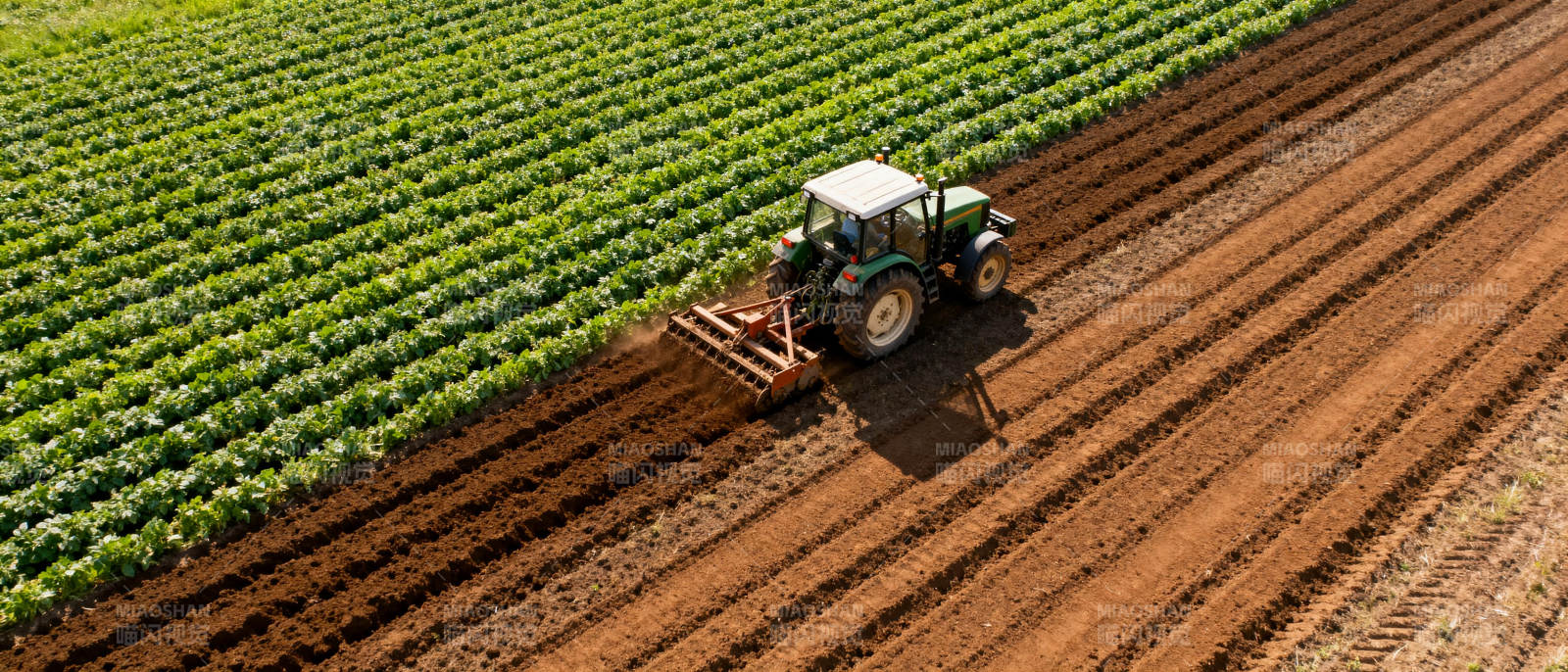 拖拉机耕作农田图片