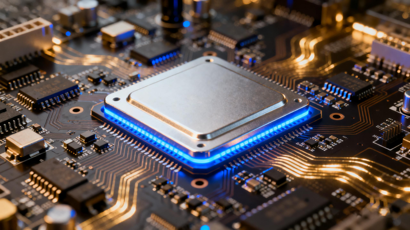 芯片核心发光特写图片