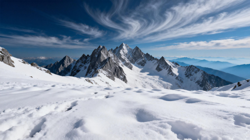 雪山之巅 云卷云舒图片