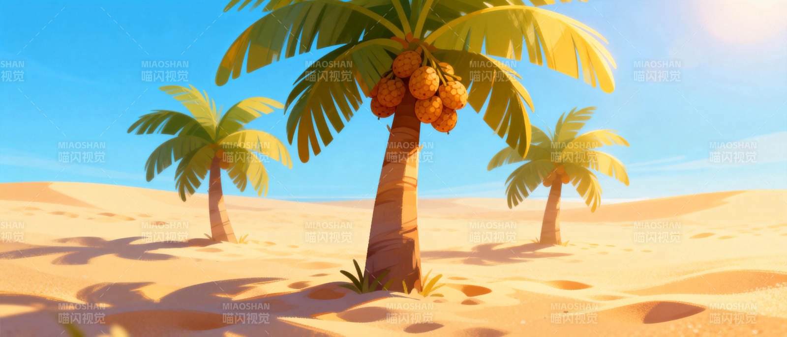 沙漠椰林风光图片