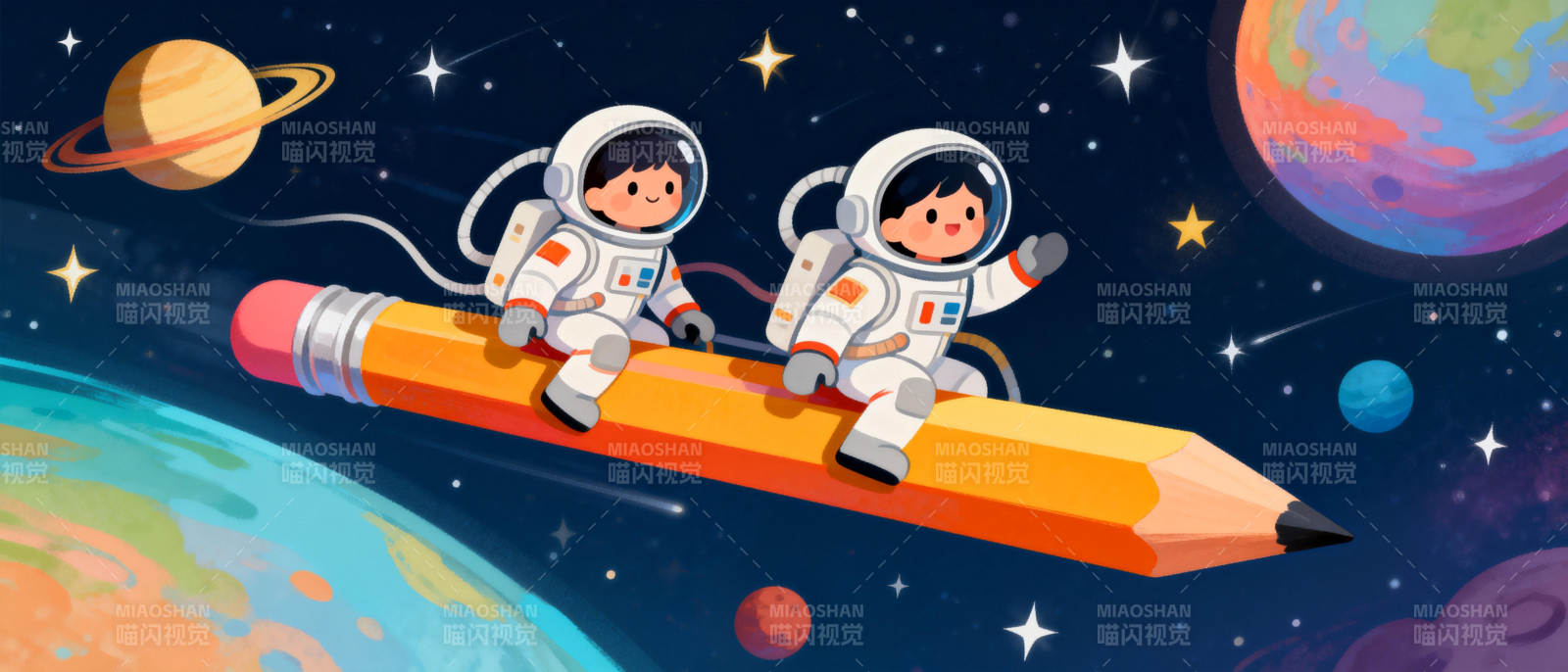 太空笔上遨游图片