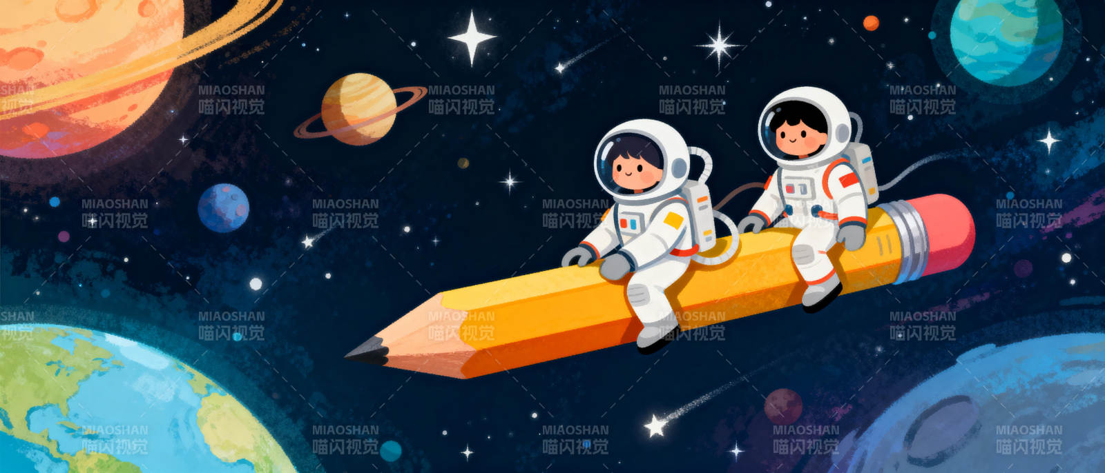 太空笔上遨游图片