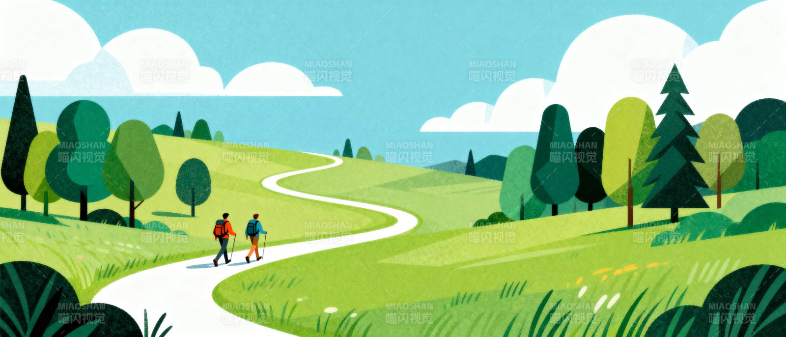 春日徒步图图片