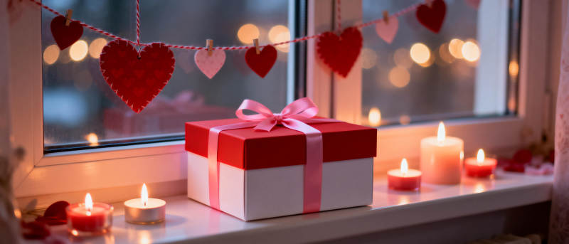 情人节礼物窗台烛光图片