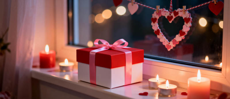 情人节礼物窗台烛光图片