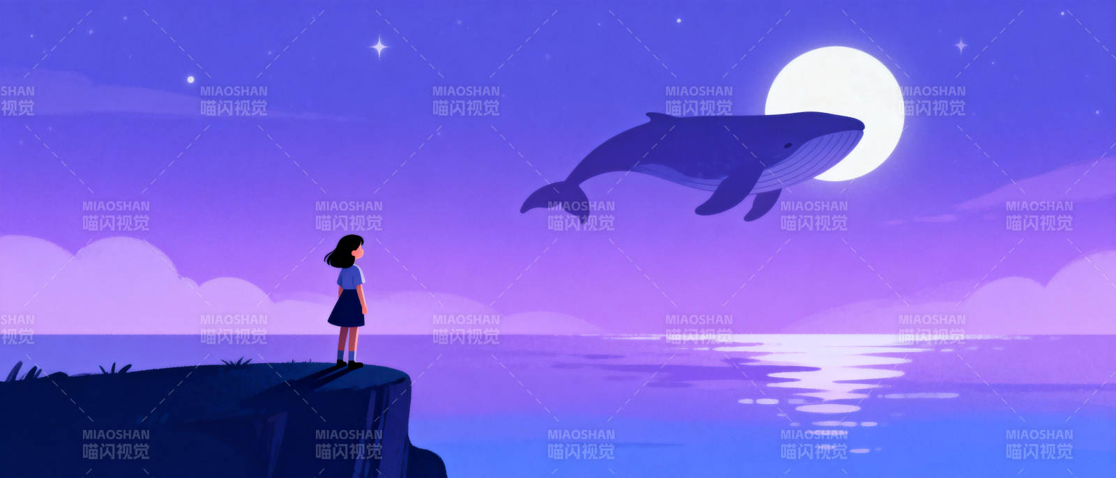 月夜鲸影图片