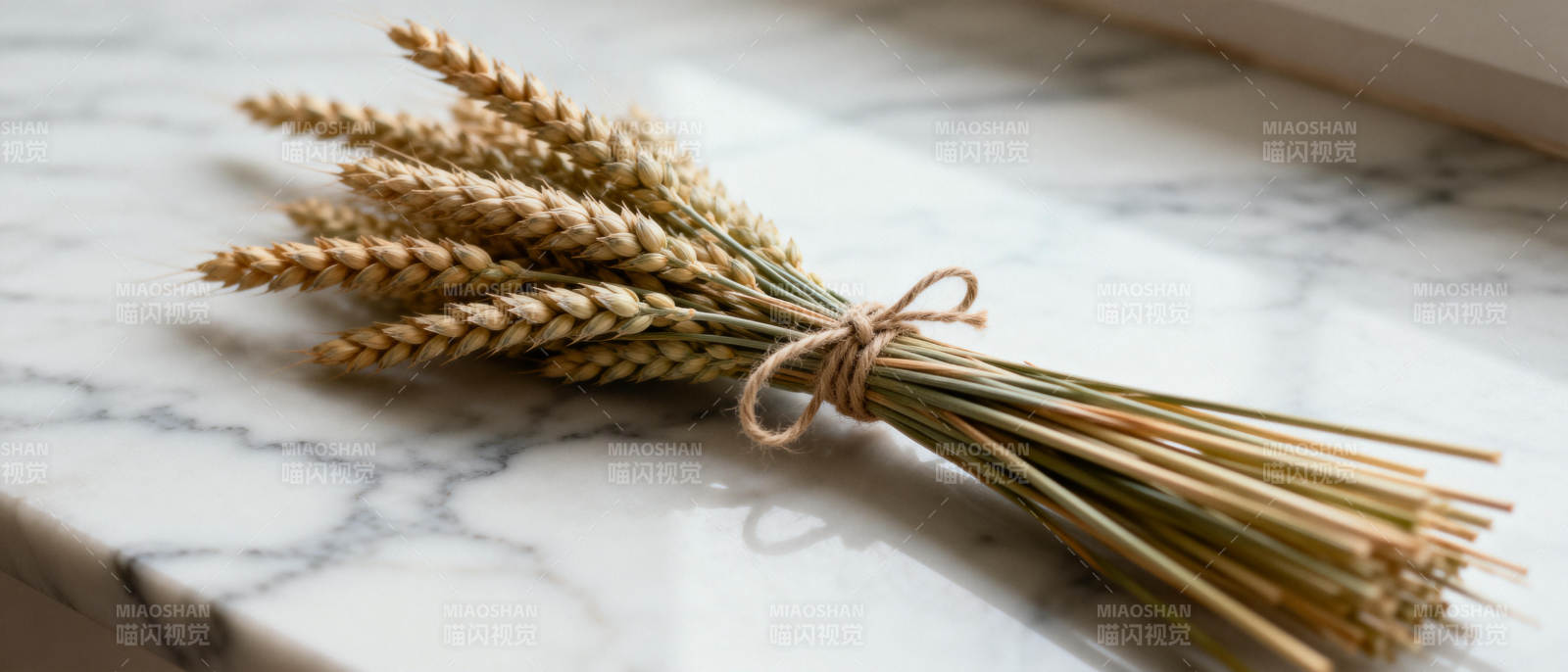 麦穗静置大理石上图片