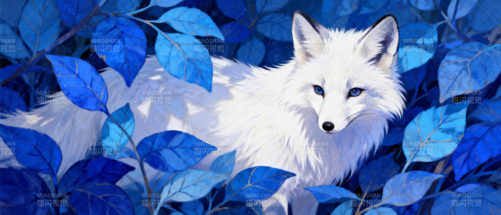 蓝叶白狐图片