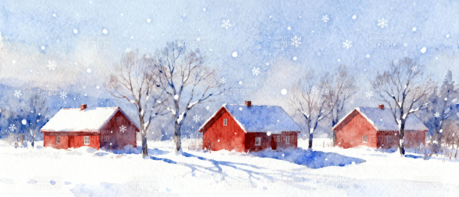 雪中红屋图片