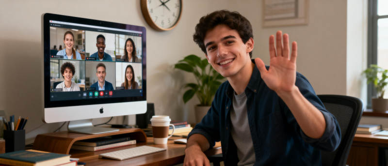 线上课堂挥手致意图片