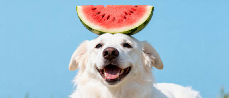 狗狗头顶西瓜图片