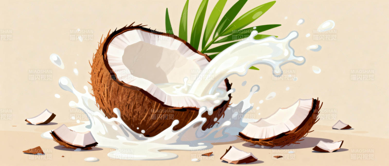 椰子爆裂溅汁图片