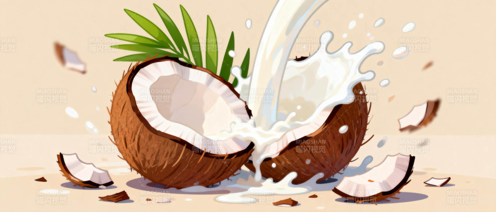 椰子爆裂溅汁图片