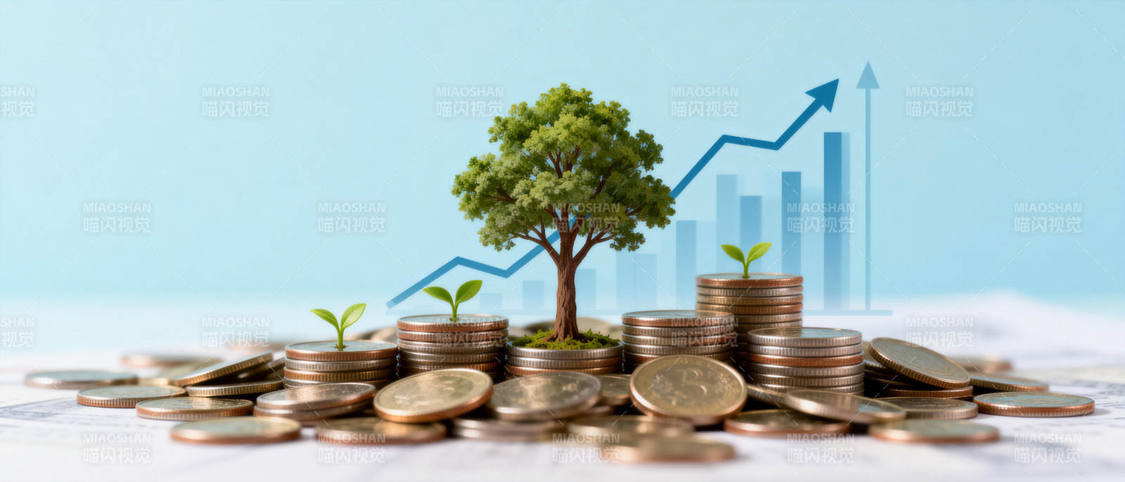 财富增长 绿树成荫图片