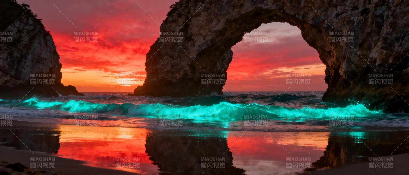 拱门映霞光图片