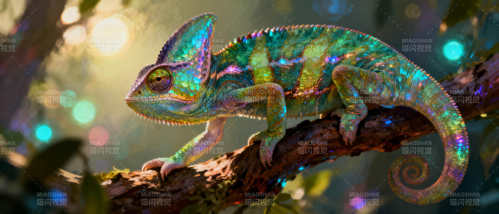 变色龙栖息枝头图片