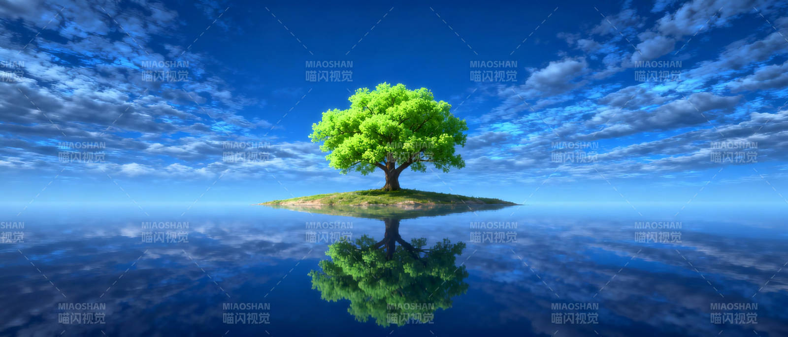 孤树映水天图片