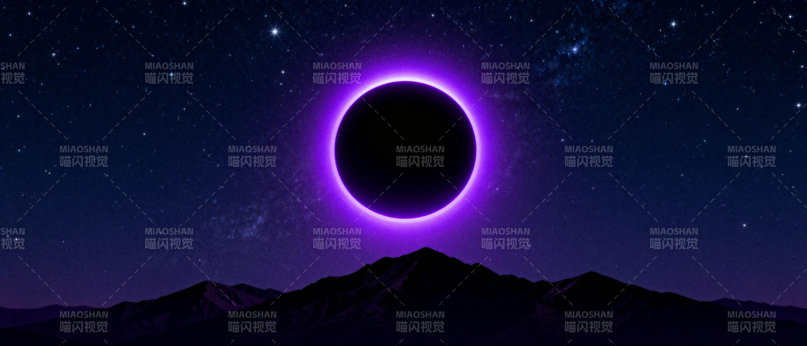 紫光日食夜景图片
