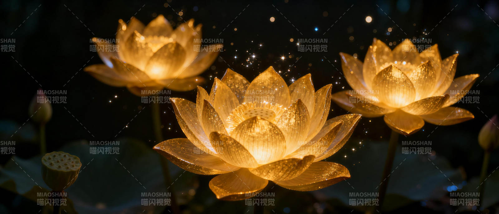 夜光莲花绽放图片