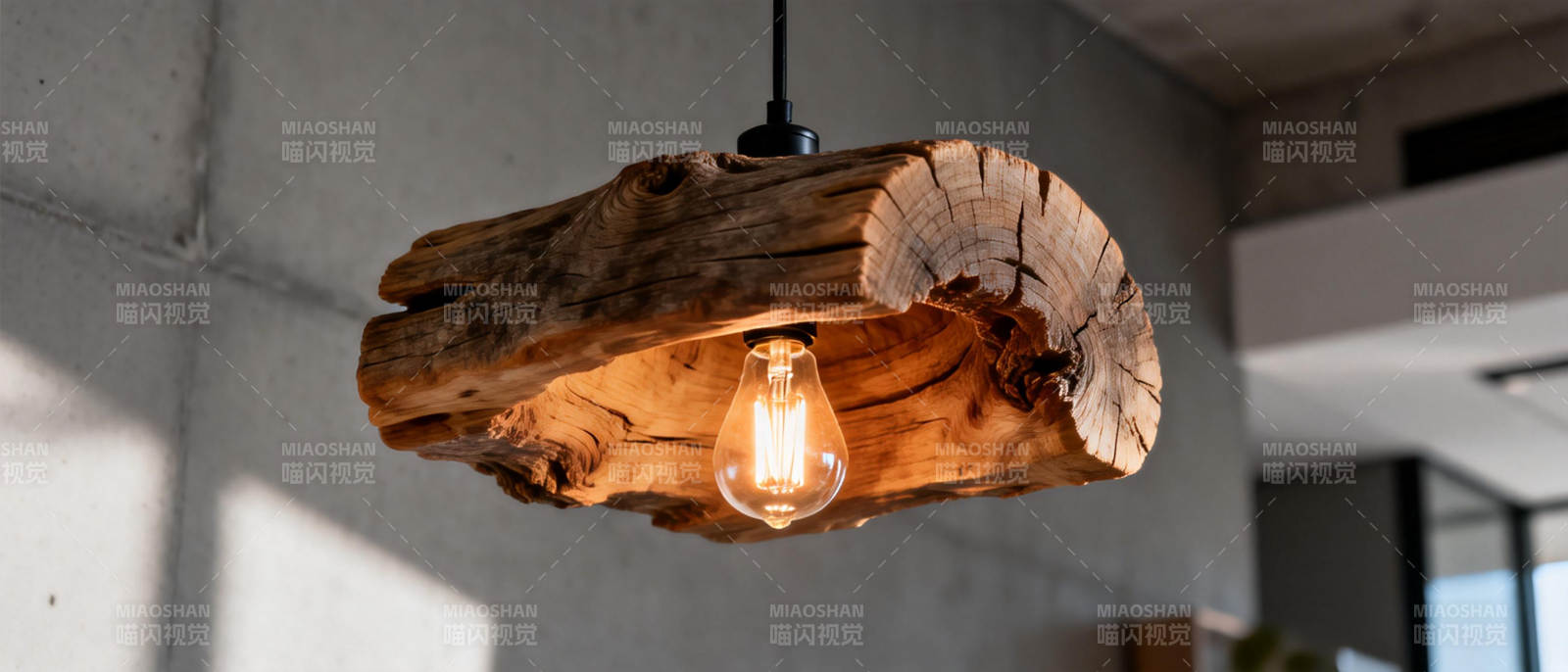 原木吊灯 自然之美图片