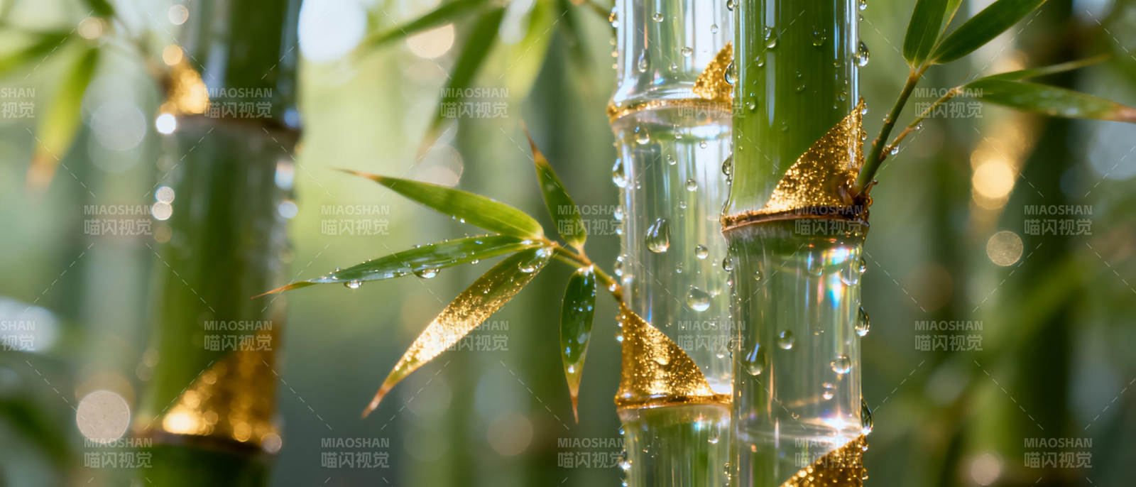 竹林晨露晶莹图片