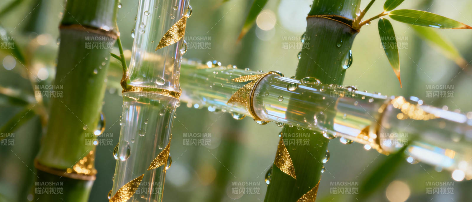 晶莹竹露 自然之美图片