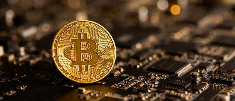 比特币芯片背景图片