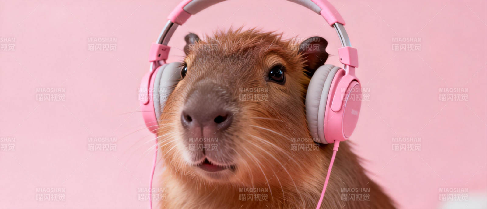豚鼠戴耳机听音乐图片