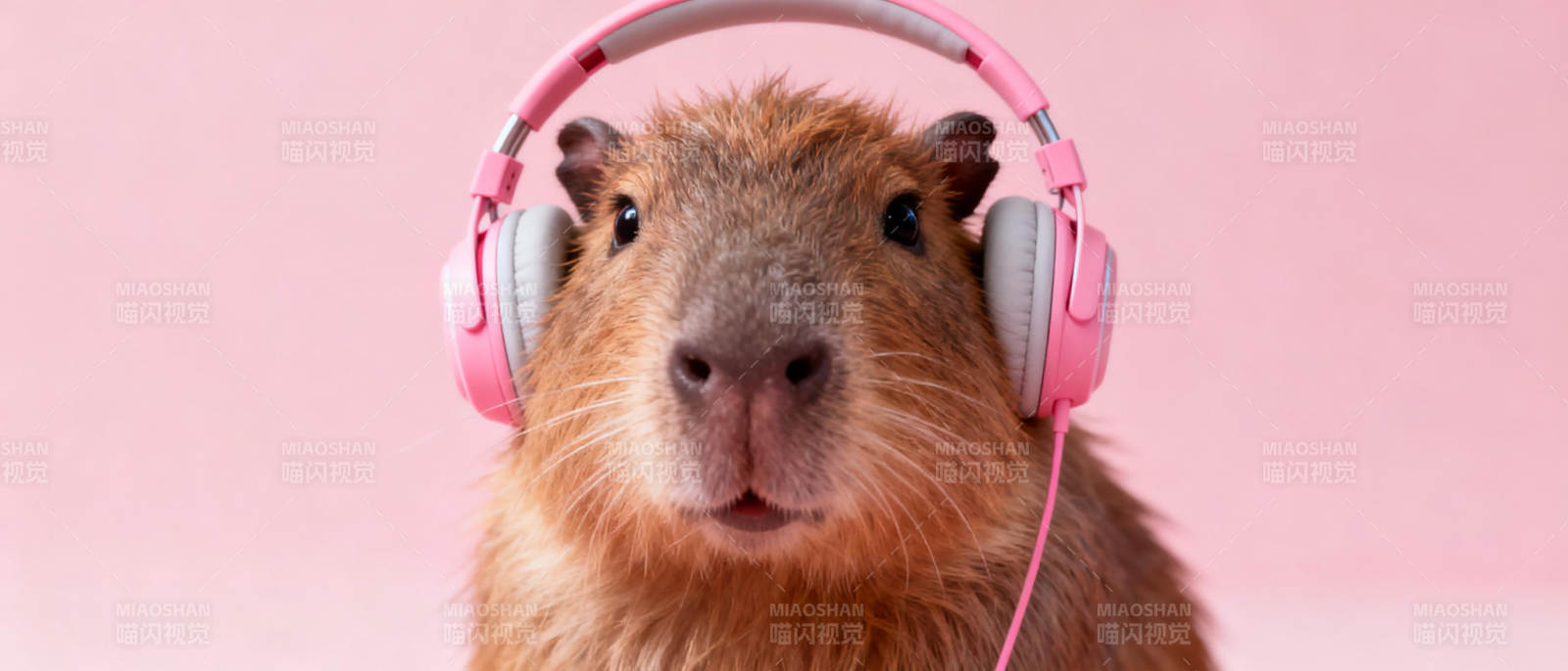 豚鼠戴耳机听歌图片
