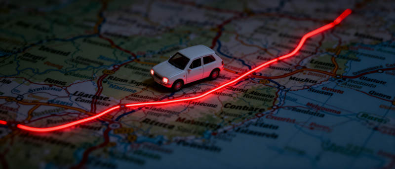 导航路线上的小车图片