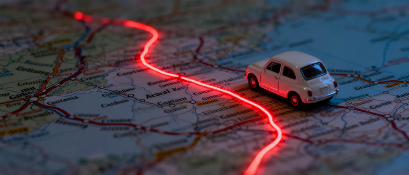 地图上的红色轨迹图片