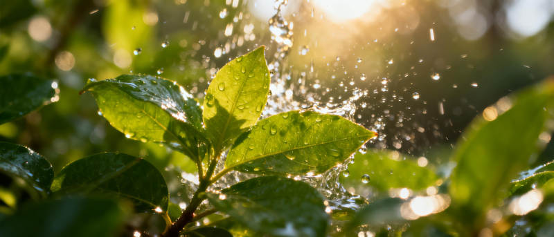 晨露叶间闪烁图片