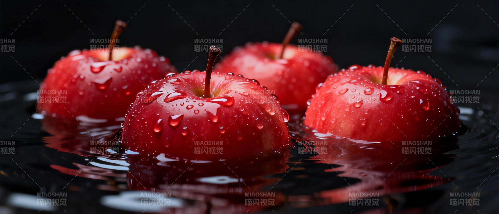 水珠红苹果图片