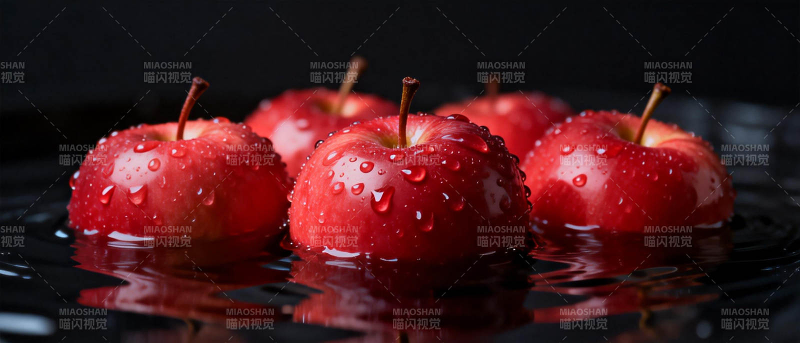 水珠红苹果图片