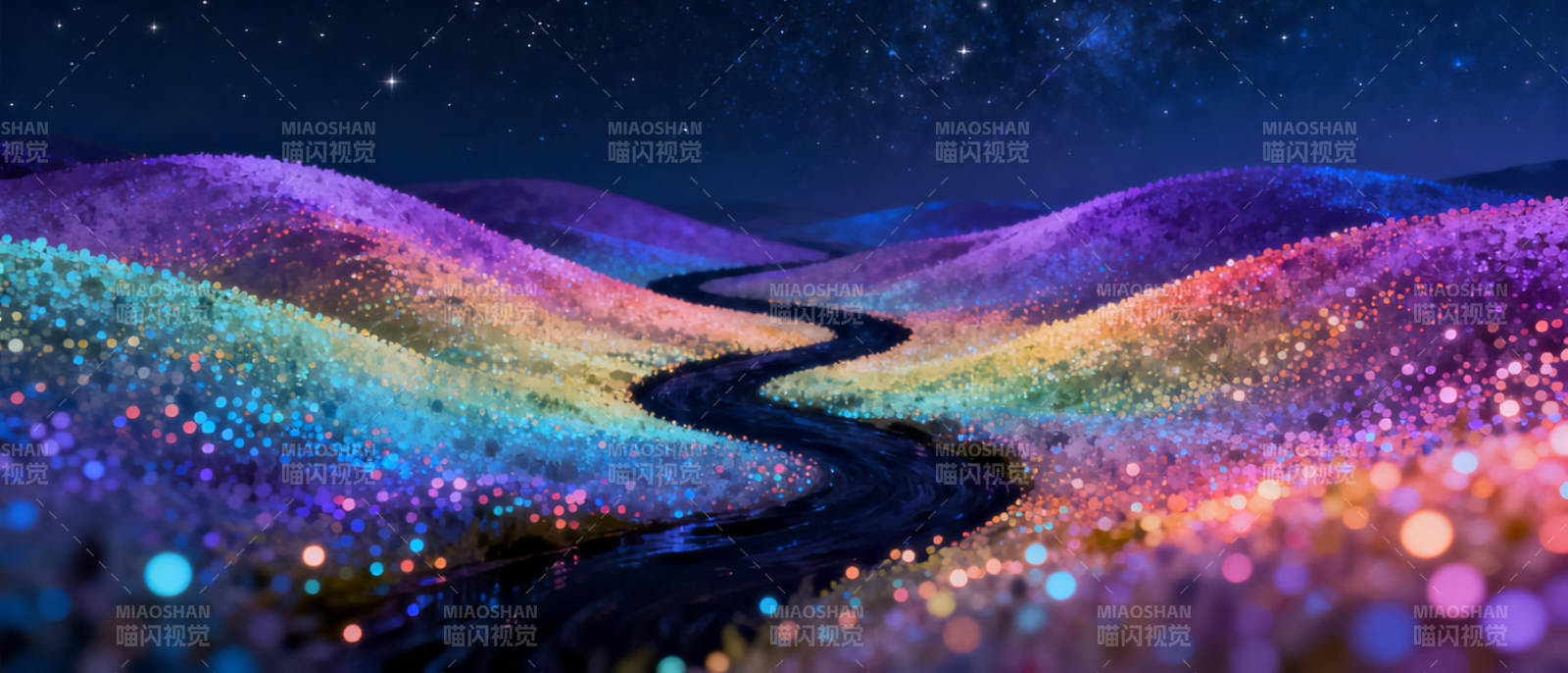 星夜彩虹谷图片