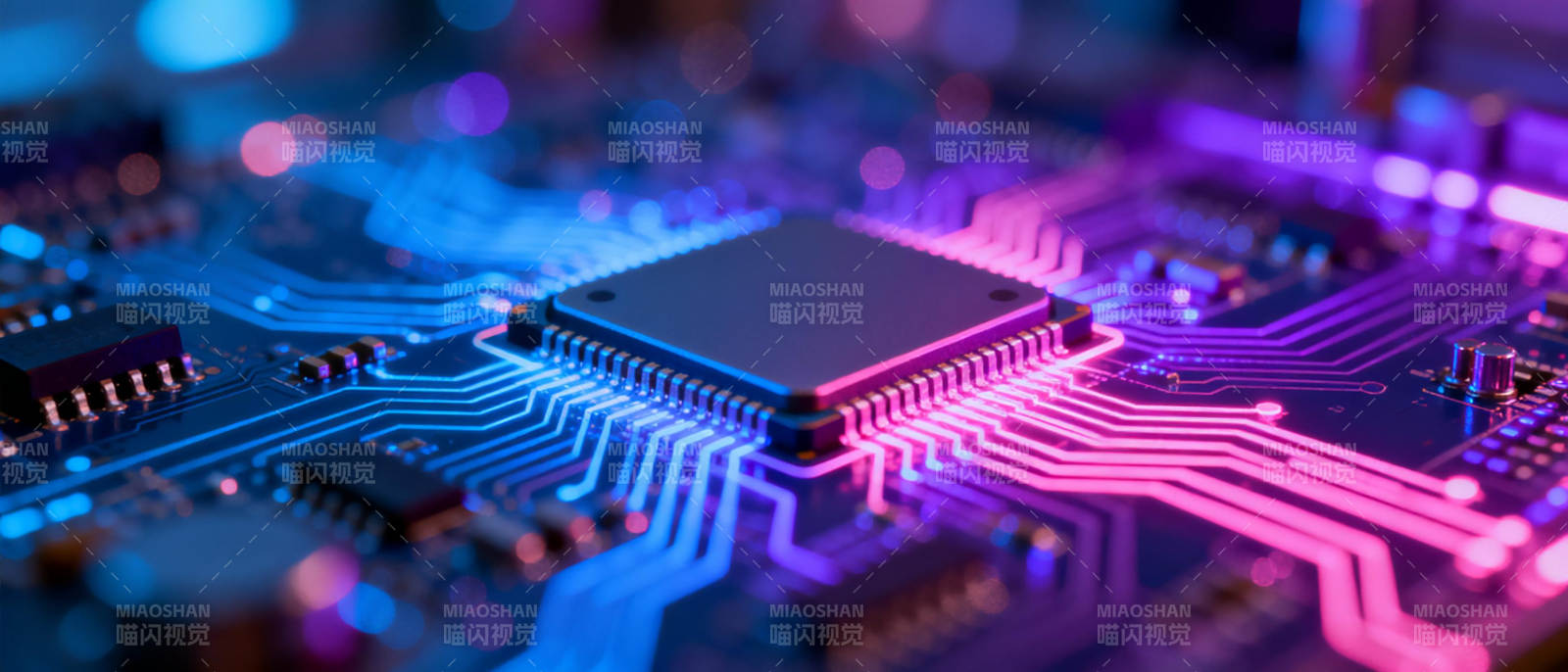芯片电路炫彩光效图片