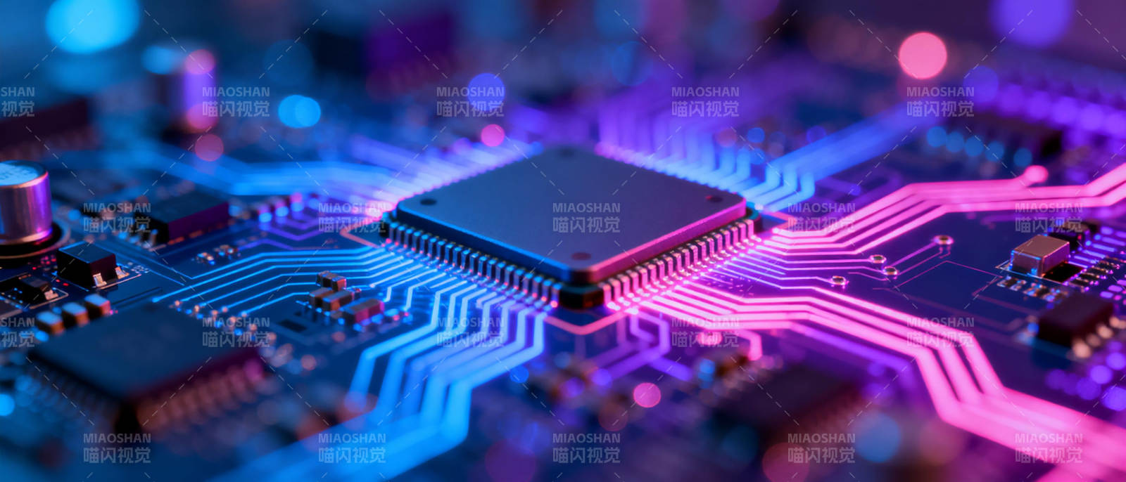 芯片电路炫彩光效图片