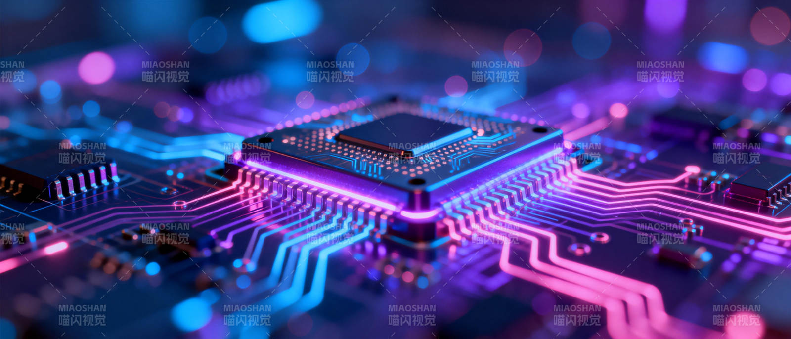 芯片电路炫彩图图片
