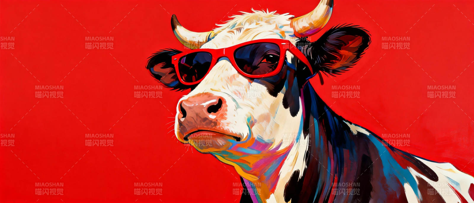 酷牛戴墨镜图片