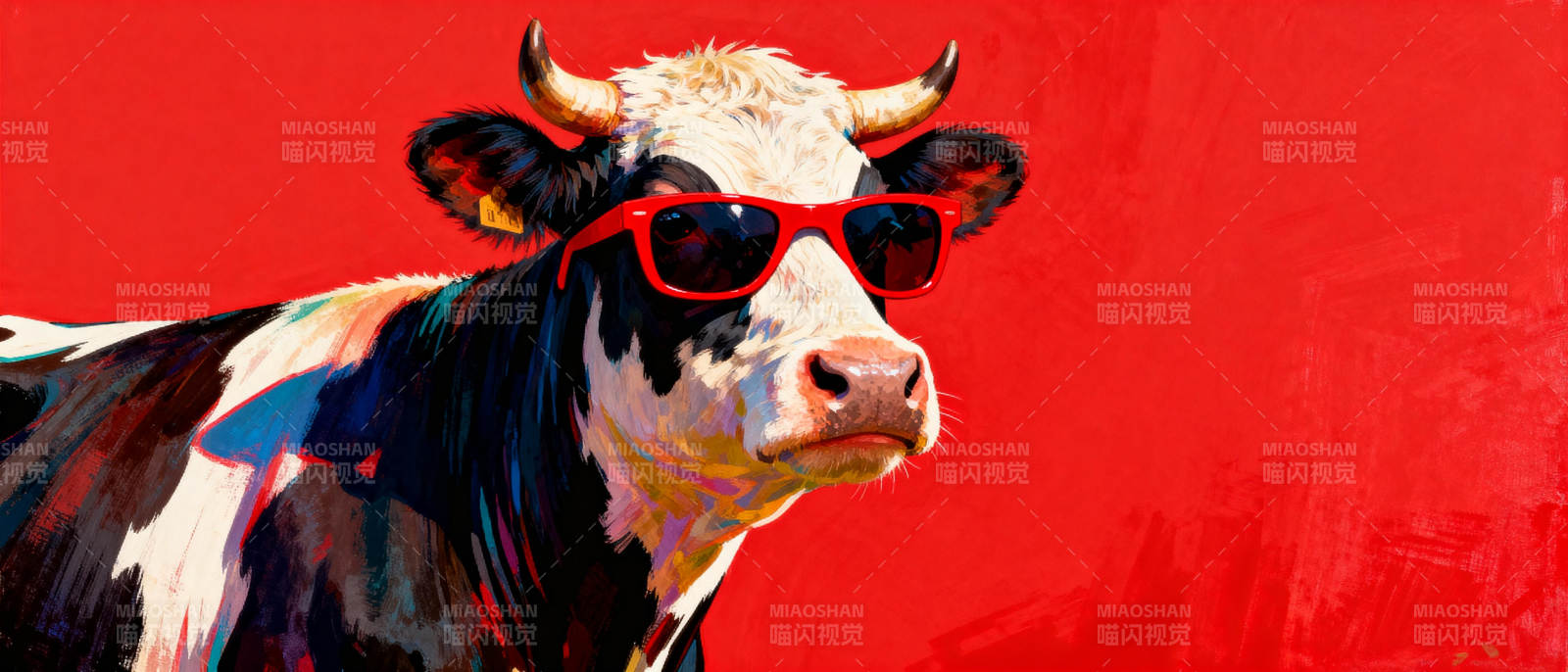 酷牛戴墨镜图片