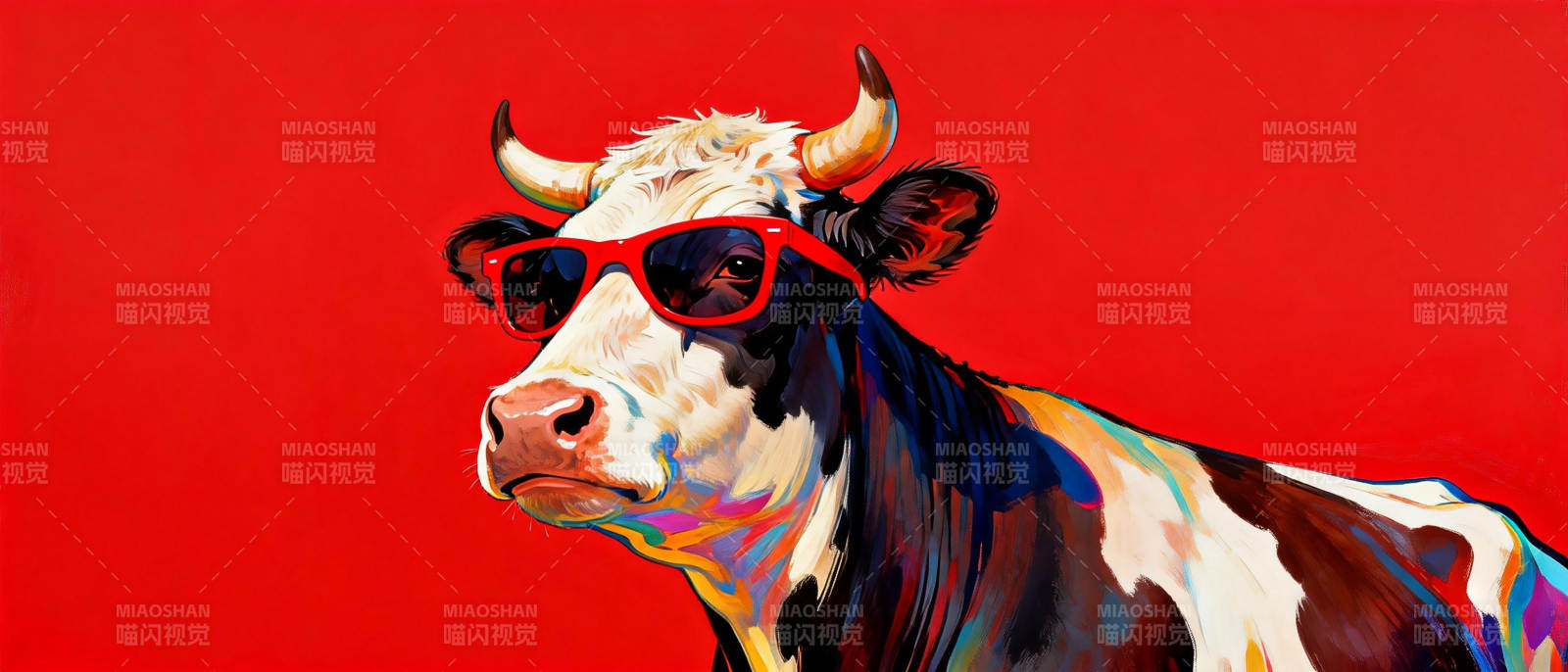 酷牛戴墨镜图片