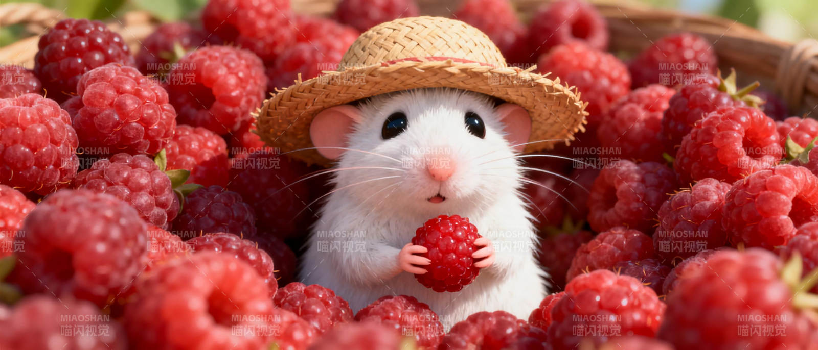 小鼠与覆盆子图片