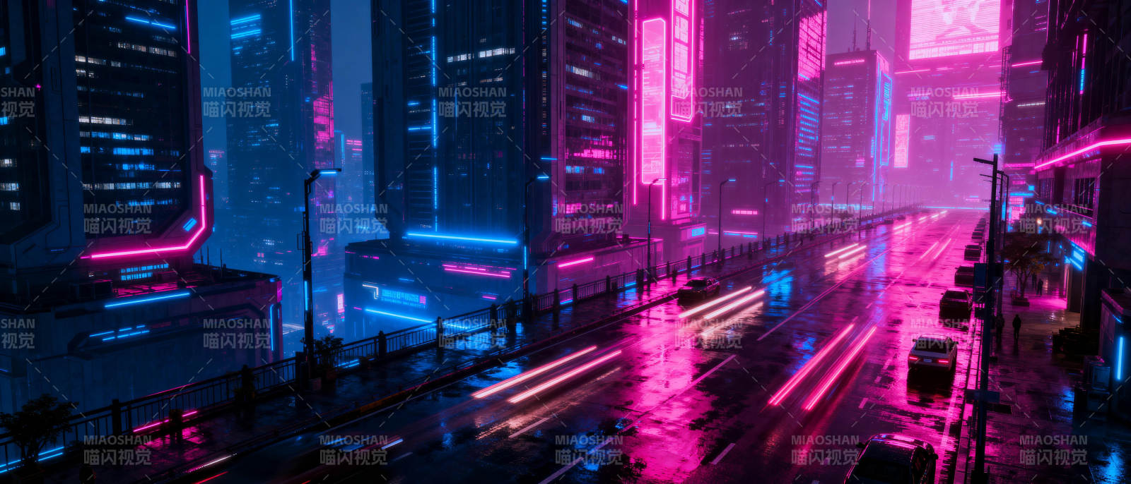 霓虹都市夜景图片